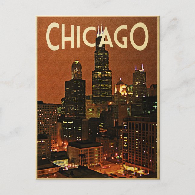 Chicago At Night Postcard (Front)