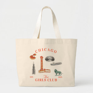Chicago Bachelorette Girls Club Large Tote Bag