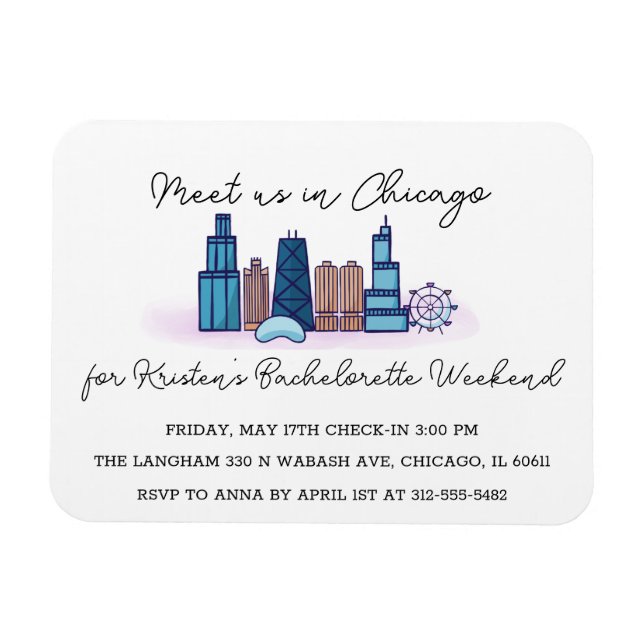 Chicago Bachelorette Invitation Magnet (Horizontal)