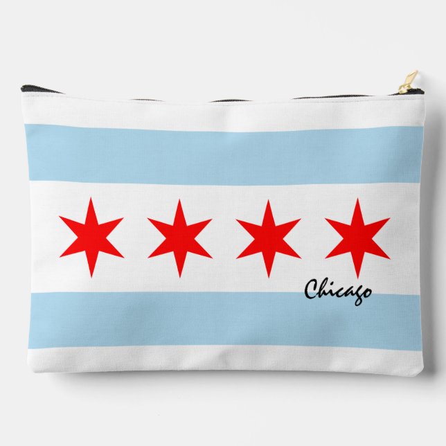 Chicago bag, fashion USA, Chicago flag Accessory Pouch (Back)