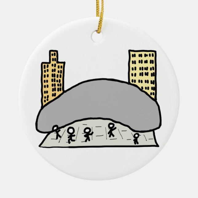 Chicago Bean Ceramic Tree Decoration (Front)