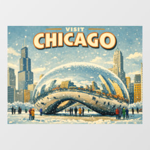 Chicago Bean in Winter  Window Cling
