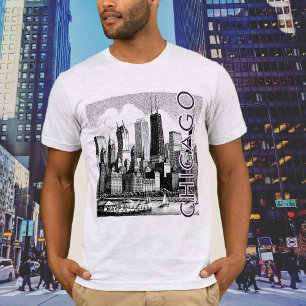 Chicago Black Modern Skyline Graphic T-Shirt