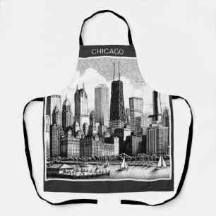 Chicago Black White Apron