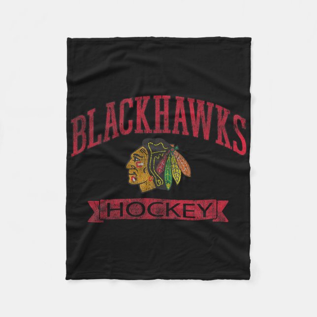 Chicago Blackhawks Vintage Hockey Gray Officially  Fleece Blanket (Front)