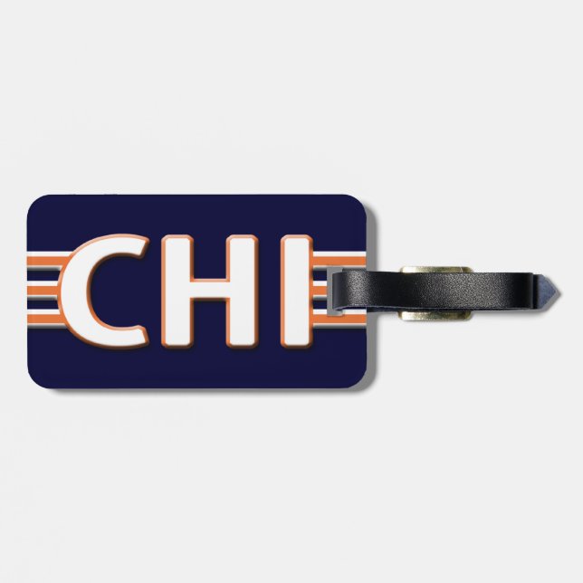 Chicago Blue and Orange Luggage Tag (Back Horizontal)