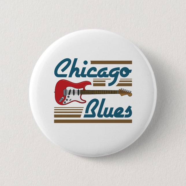 Chicago Blues Music Musician Guitar 6 Cm Round Badge (Front)