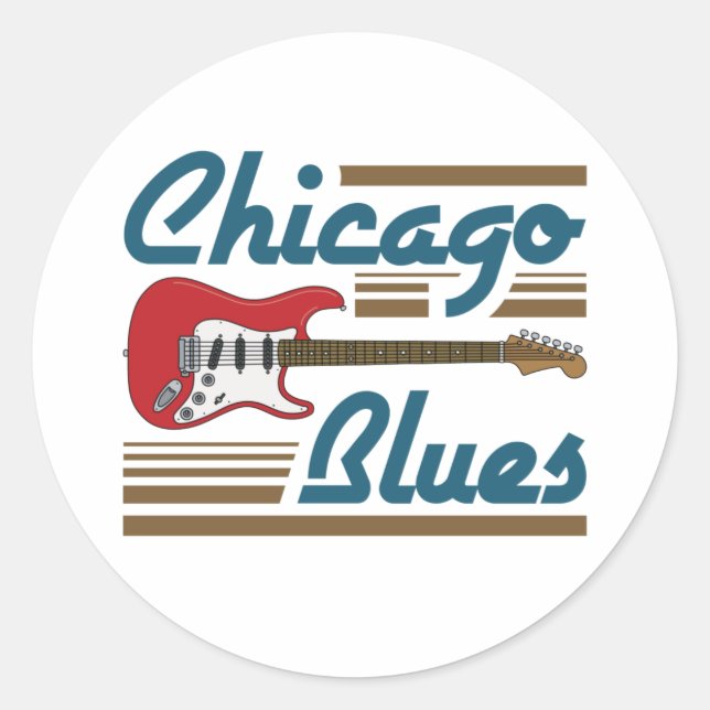 Chicago Blues Music Musician Guitar Classic Round Sticker (Front)