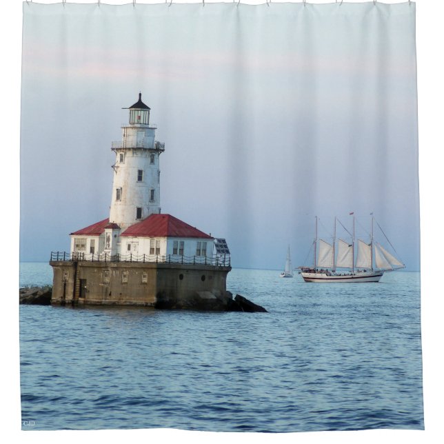 Chicago Breakwater Light & Windy II shower curtain (Front)