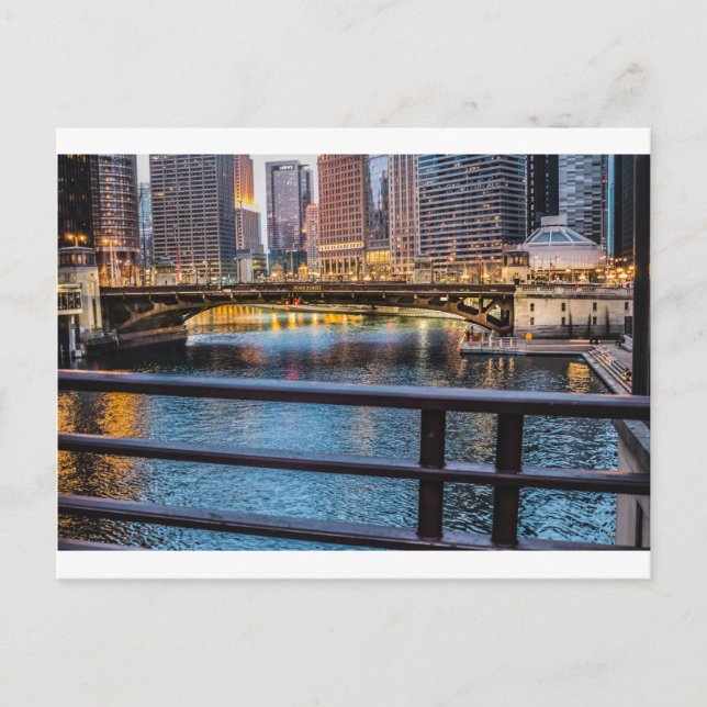 Chicago Bridges & Lights Postcard (Front)