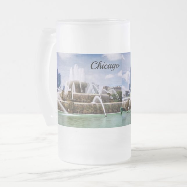 Chicago Buckingham Frosted Glass Beer Mug (Front Left)