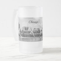 Chicago Buckingham Grayscale Frosted Glass Beer Mu