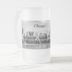 Chicago Buckingham Grayscale Frosted Glass Beer Mu Mug