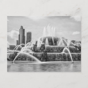 Chicago Buckingham Grayscale Postcard