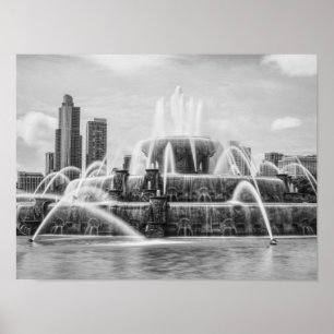 Chicago Buckingham Grayscale Poster