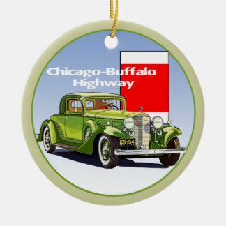 Chicago - Buffalo Highway National Auto Trail Ceramic Tree Decoration
