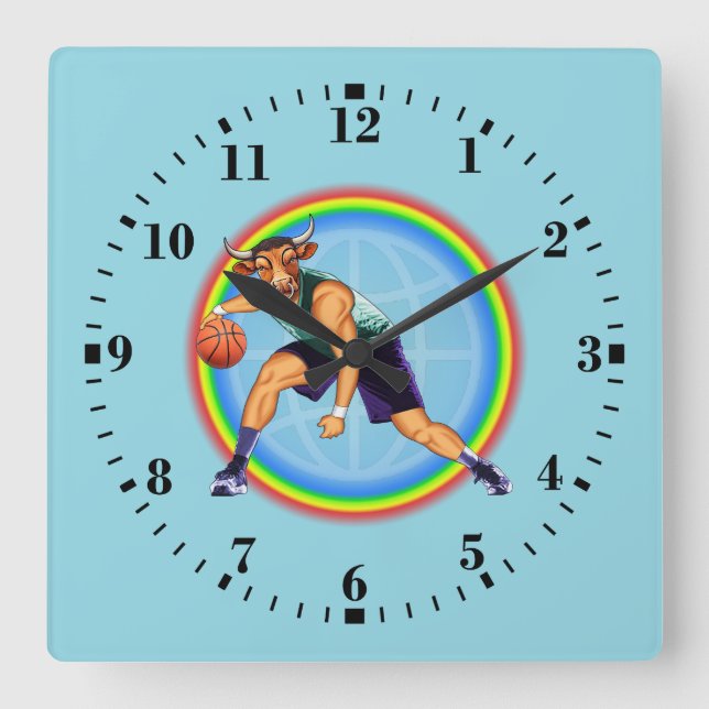 Chicago bulls basketball player in action square wall clock (Front)