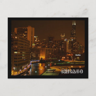 CHICAGO by night postcard