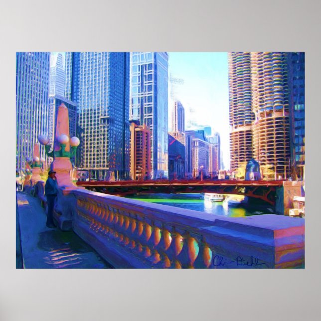 Chicago Canal Painting Poster (Front)