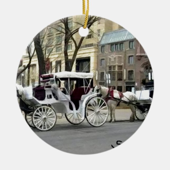 Chicago Carriage Ride Ceramic Tree Decoration (Front)