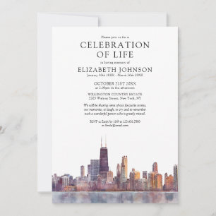 Chicago Celebration Of Life Funeral Memorial Invitation