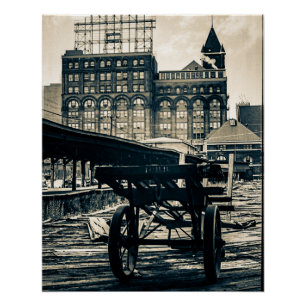 Chicago Central Rail Yards Train Depot ICRR 1960's Poster