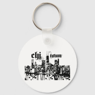 Chicago "chi-town" put on for your city key ring