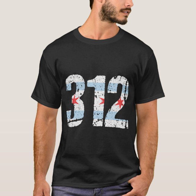 Chicago Chicago Flag 312 Area Code City T-Shirt (Front)