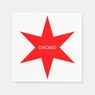"CHICAGO" - Chicago Flag Red 6-Pointed Star Napkin