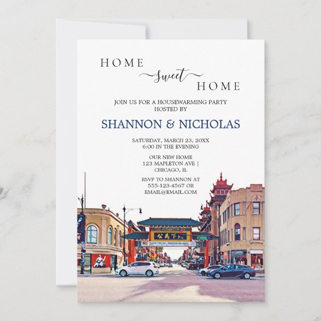 Chicago Chinatown Housewarming Invitation (Front)