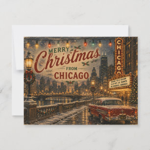 Chicago Christmas Skyline Holiday Mail Card