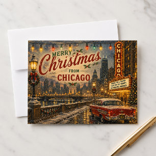 Chicago Christmas Skyline Holiday Mail Card