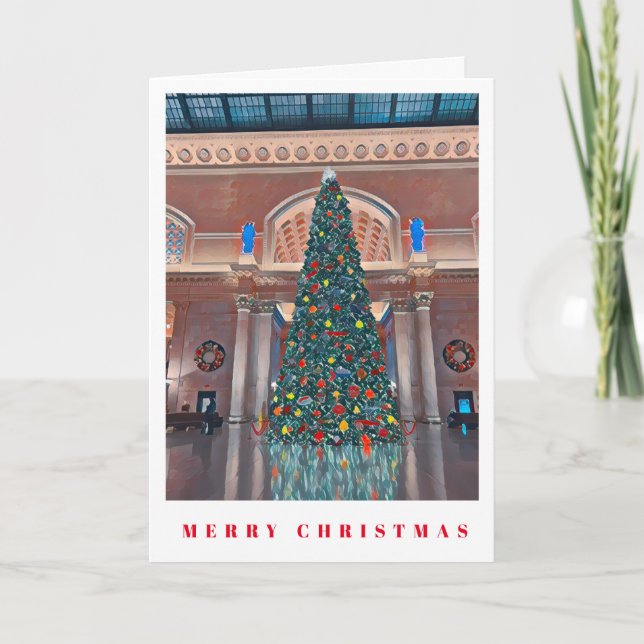 Chicago Christmas Tree Painting Christmas Card (Front)