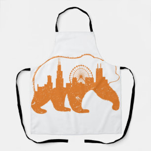 Chicago City Apparel Downtown Walking Bear Silhoue Apron