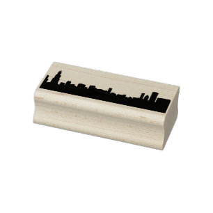 Chicago City Architectural Icons in Silhouette Rubber Stamp
