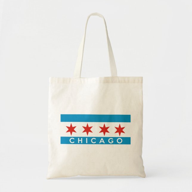 chicago city flag america text name tote bag (Front)