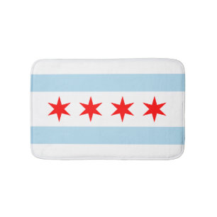 Chicago city flag bath mat