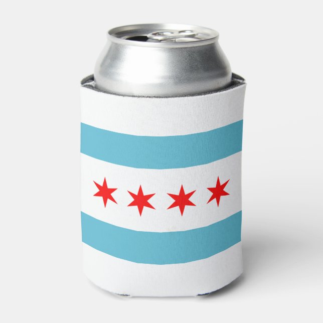 Chicago city flag can cooler (Can Front)