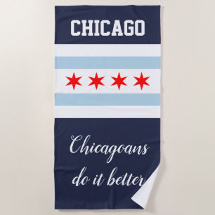 Chicago city flag custom funny beach towel