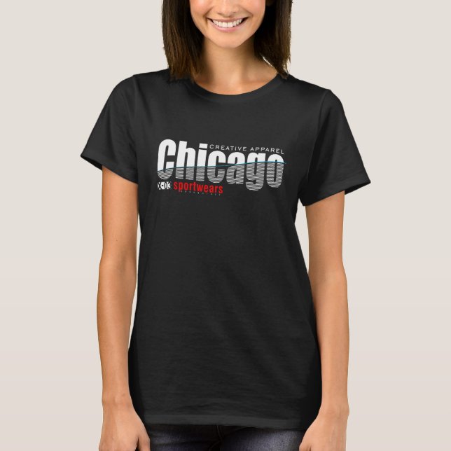 Chicago City Flag Downtown Skyline Chicago  3 T-Shirt (Front)