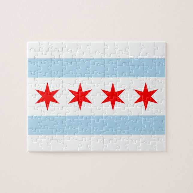 Chicago city flag jigsaw puzzle (Horizontal)