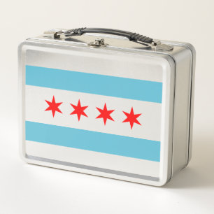 Chicago city flag metal lunch box