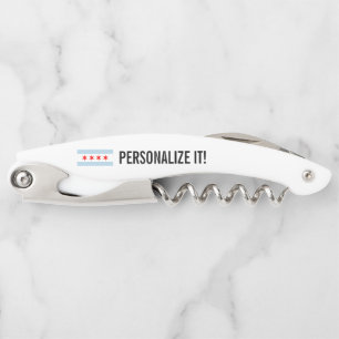 Chicago city flag personalised foldable corkscrew