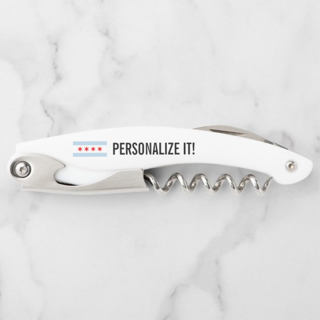 Chicago city flag personalised foldable corkscrew (Front)