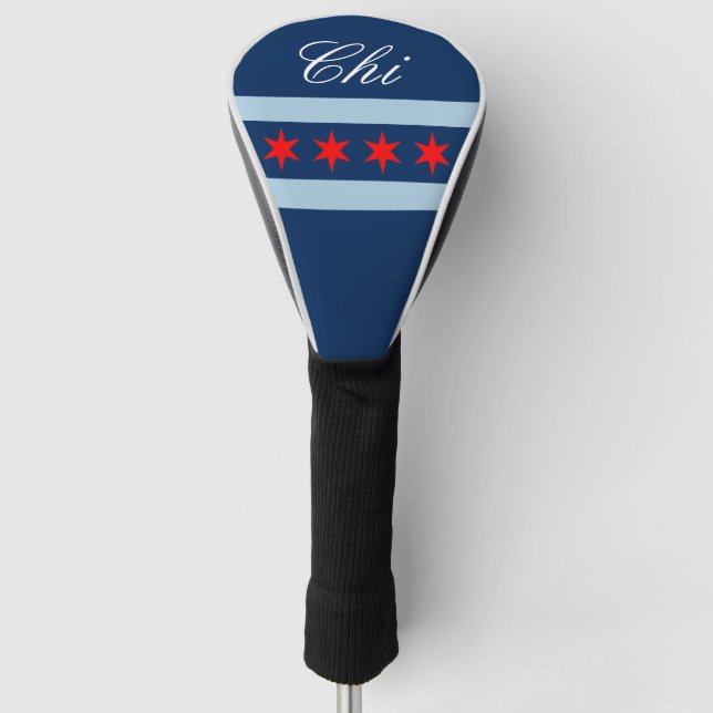 Chicago city flag personalised golf driver cover (Front)
