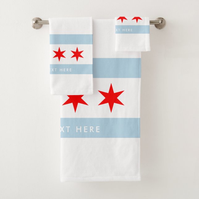 Chicago city flag personalised towel set gift (Insitu)