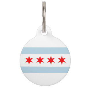 Chicago city flag pet tag for new dog or cat