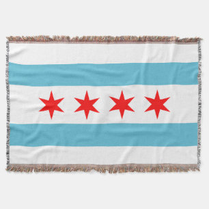 Chicago city flag throw blanket