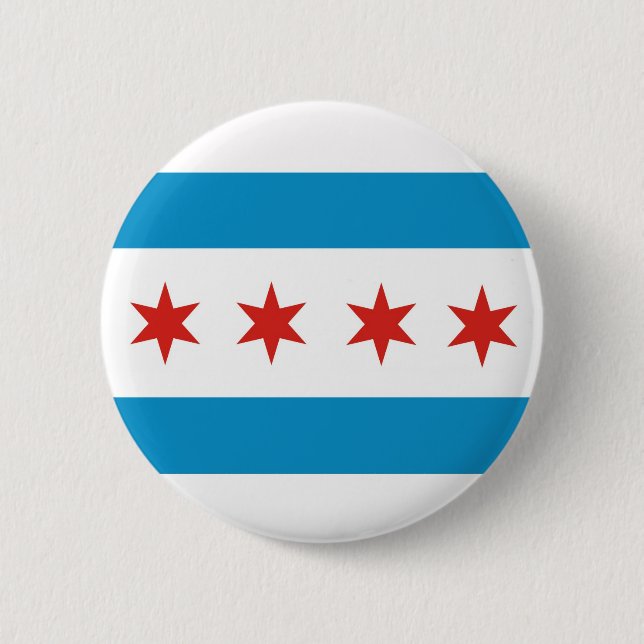 chicago city flag usa america 6 cm round badge (Front)