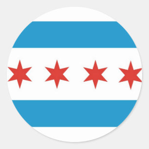 chicago city flag usa america classic round sticker